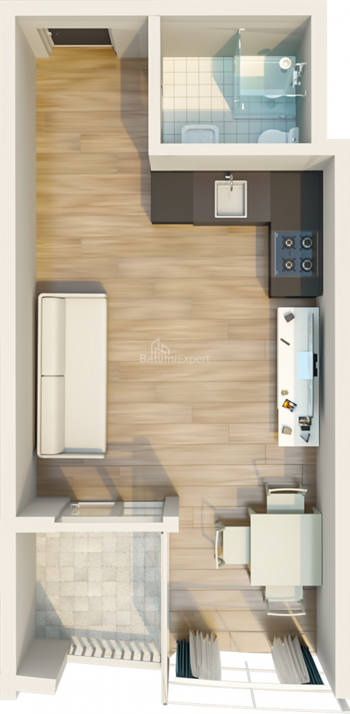 Mənzil 34.62 m² - Mezqvarta, Chakvi, Gürcüstan