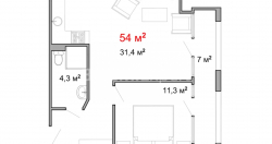 Mənzil 54 m² - Luki Asatiani, Batumi, Gürcüstan