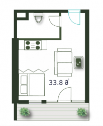 Mənzil 1-комн 33.8 m² - Şerif Ximşiaşvili, Batumi
