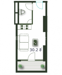 Mənzil 1-комн 30.2 m² - Şerif Ximşiaşvili, Batumi