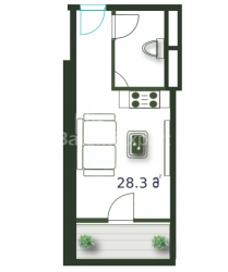 Mənzil 1-комн 28.3 m² - Şerif Ximşiaşvili, Batumi