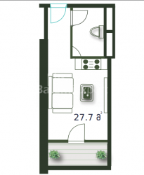 Mənzil 1-комн 27.7 m² - Şerif Ximşiaşvili, Batumi