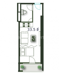 Mənzil 1-комн 33.5 m² - Şerif Ximşiaşvili, Batumi